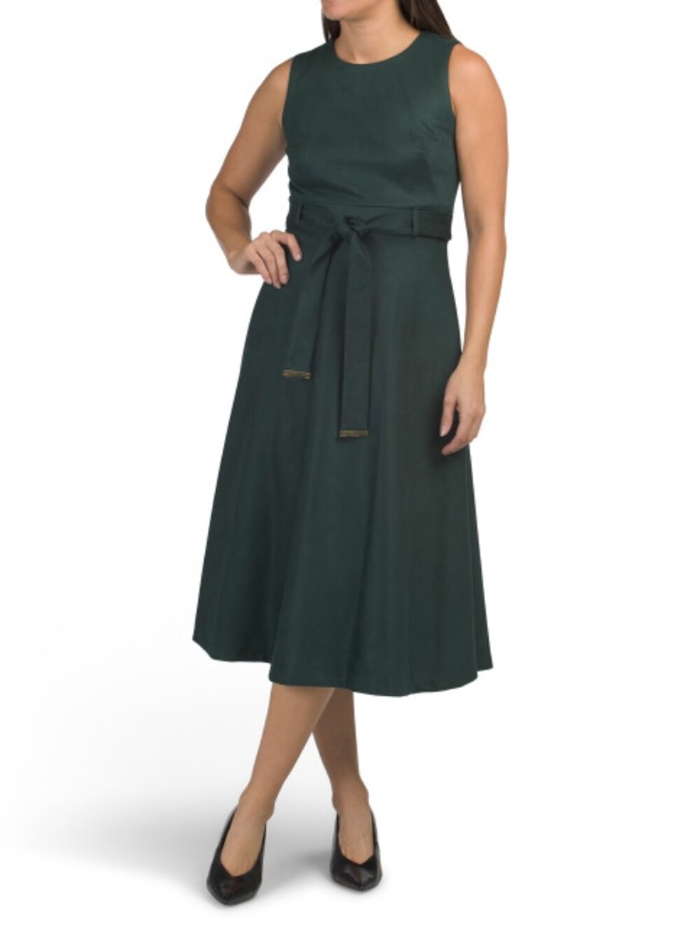 CALVIN KLEIN Faux Suede Fit And Flare Dress